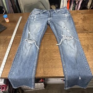 BKE Buckle Jeans Jake Straight Mens 36x34 Light Wash Blue Premium Stretch Denim